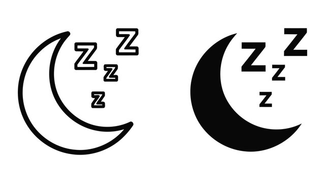 Sleeping moon with zzz letters icon isolated on transparent background as vector