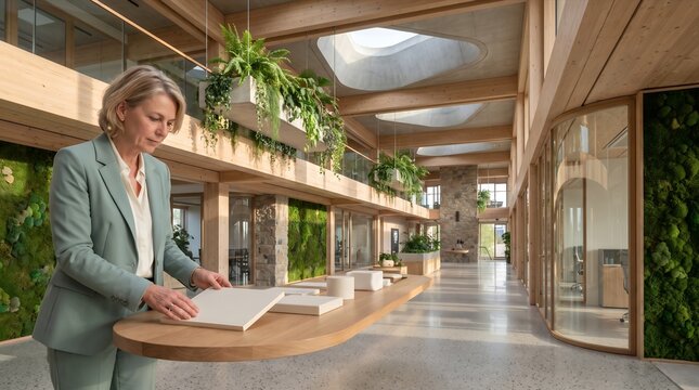 Executive Circular Economy Program Manager Inspecting Sustainable Corporate Resource Innovation Hub
