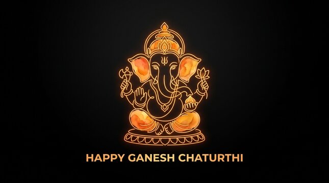 Neon line art of lord ganesha for ganesh chaturthi festival