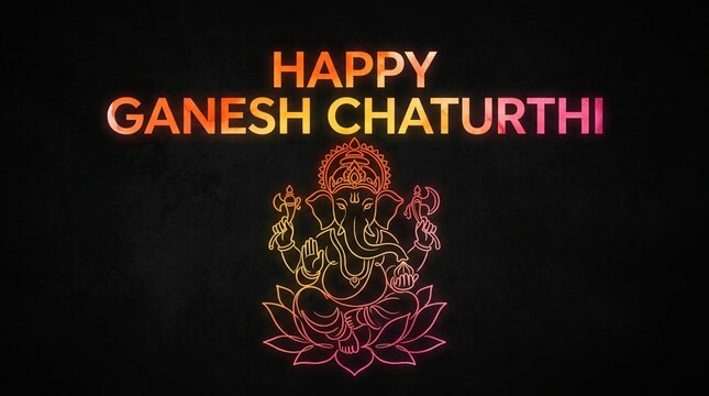 Happy ganesh chaturthi neon glowing deity illustration