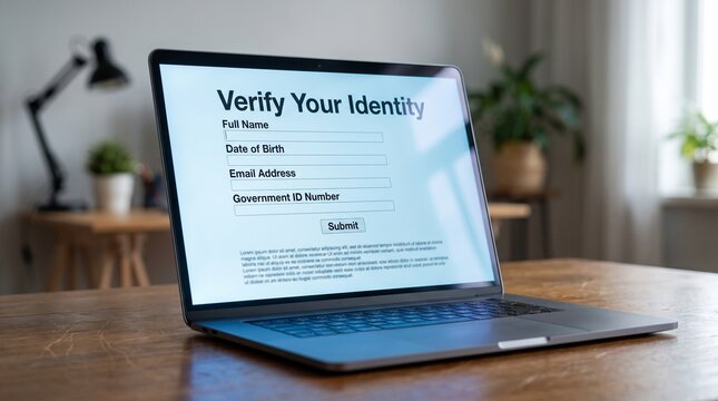 Laptop Displaying Identity Verification Process Cyber Security Concept