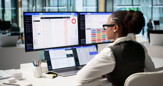 Cybersecurity Analyst Carefully Monitors Cloud Platform Risks