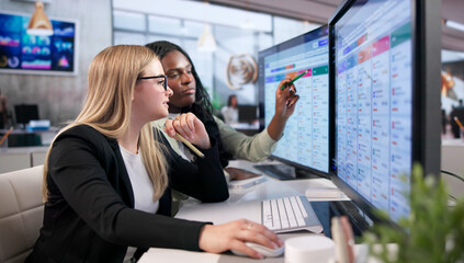 Young Woman Manages Recruitment Tasks Using Computer Software