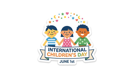 Fototapeta premium Diverse Kids Holding Hands for International Children's Day Celebration