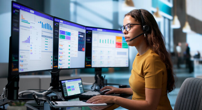 Call Center Agent Monitors Dashboard