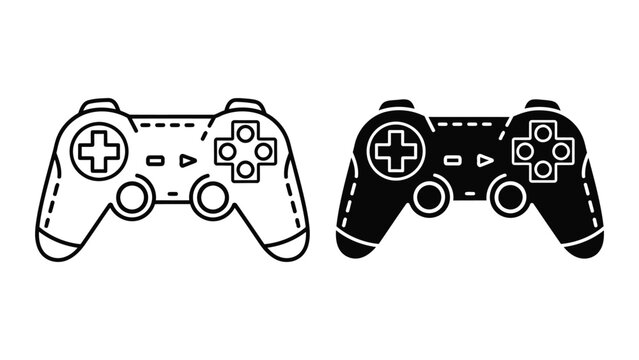 Gaming console controller for video game entertainment vector icon set design
