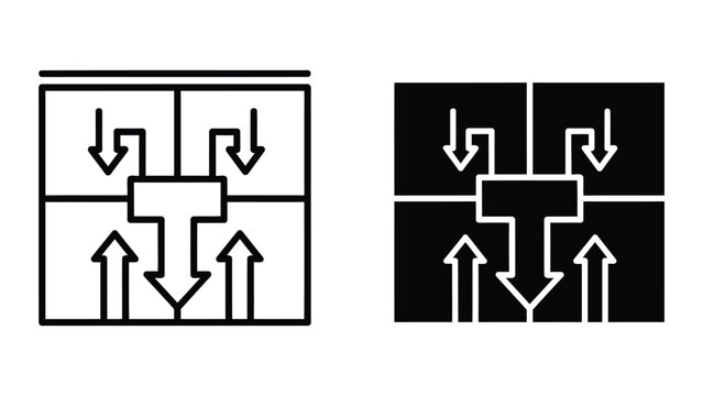 Four way directional air flow symbol vector isolated on white background for ventilation