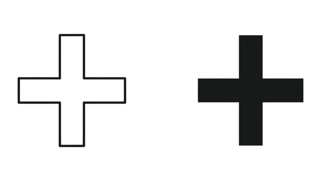 Plus sign addition symbol icon for mathematics and user interface vector design