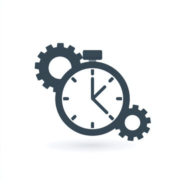 transparent flat vector clock icon with gears