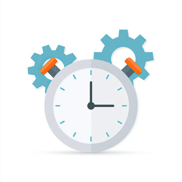 transparent flat vector clock icon with gears