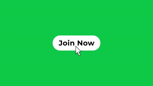 Join Now Call To Action Button Click Animation on green screen
