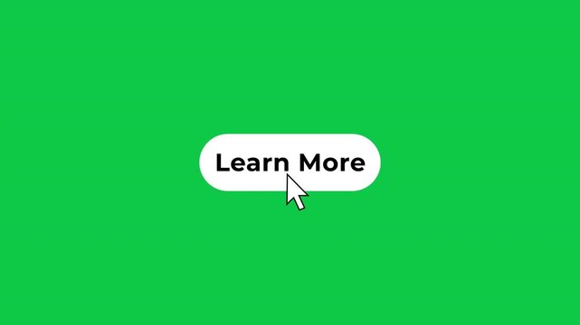 Learn More Website Action Button Click Animation on green screen