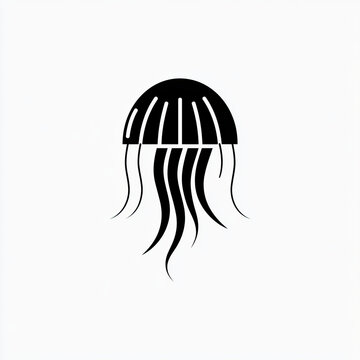 transparent flat vector jellyfish illustration with simple tentacles