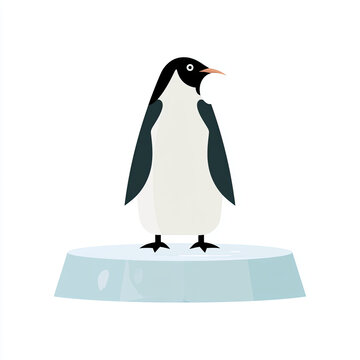transparent background flat vector illustration of a penguin on ice