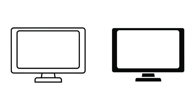 Computer monitor screen vector icon illustration on transparent background