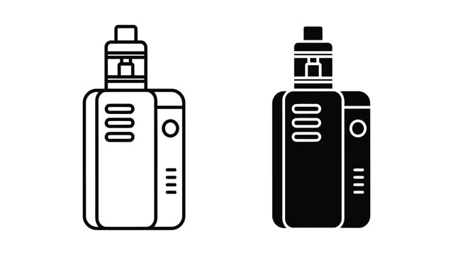 Modern electronic cigarette device vector icon set for vaping and smoking cessation