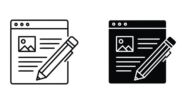 Web page document editing icon with pencil isolated on transparent background