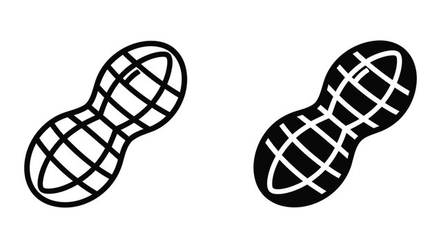 Group of peanuts in shell icon set vector graphic isolated on white