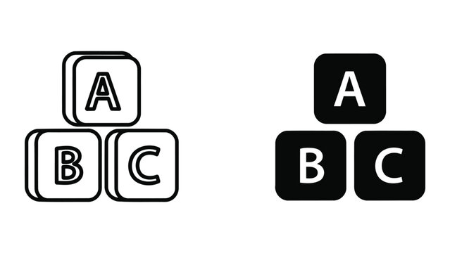 Alphabet blocks with letters A B and C vector graphic isolated icon set