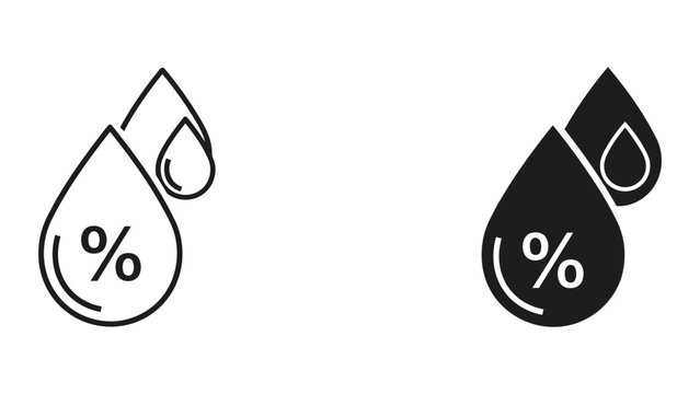 Humidity level water drop vector icon isolated on transparent background for weather