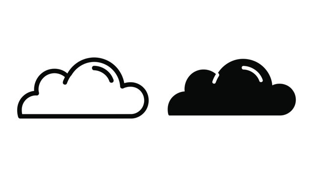 Single cloud weather icon vector set isolated on transparent background for meteorology