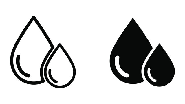 Dual water drop vector icons isolated on transparent background for graphic design projects