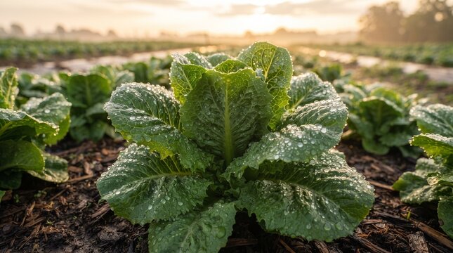 Lettuce field sunrise