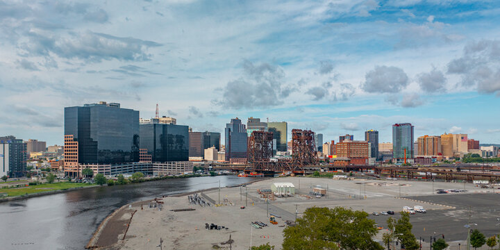 Newark New Jersey Downtown Cityscape Panorama with Urban Redevelopment Area