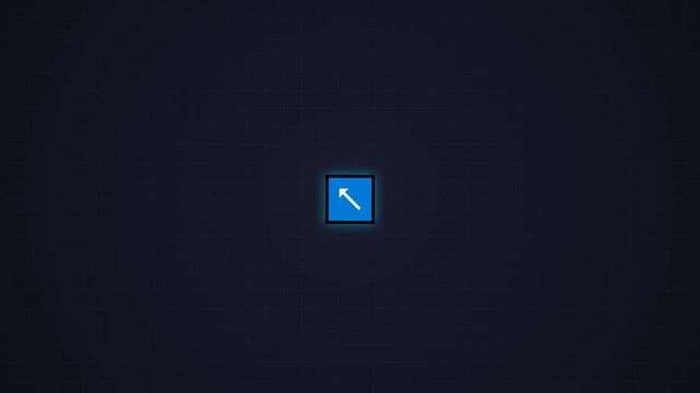 Minimalist blue arrow icon on dark geometric background