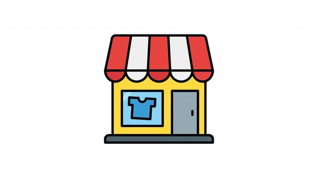 Storefront clothing shop icon animations grid