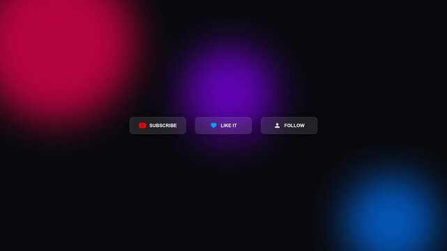 Abstract Social Media CTA Buttons Background Loop with Neon Glow Subscribe Like Follow Buttons