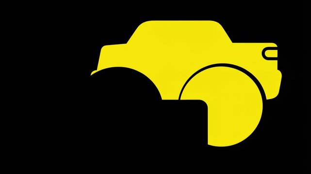 Minimalist yellow truck icon animation expanding on a dark background for creative branding