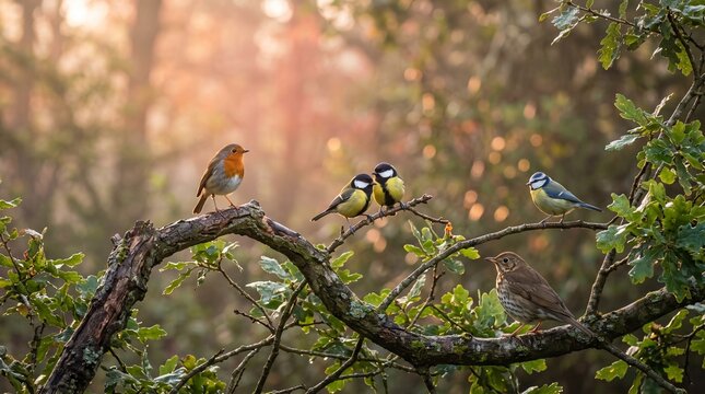 Birds on branch