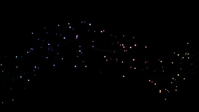 Abstract network connection of glowing nodes and lines data points particle lines connected dots technology 4K video