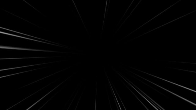 Hyperspeed abstract tunnel with glowing white lines on black, representing fast movement and technology
