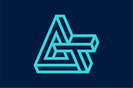 AT 3D Monogram Logo Design