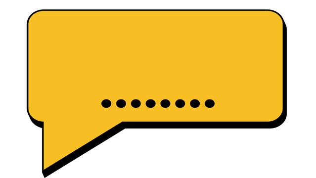 Yellow speech bubble with dots design element on white background isolated for text layout message