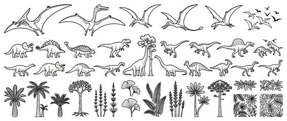 Vintage Dinosaur and Prehistoric Plant Illustrations © caca