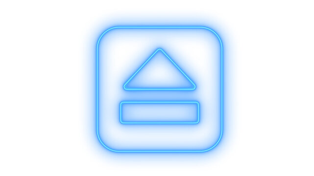 Glowing neon eject button icon isolated on transparent background. Media player control. Hardware disk removal. Interface graphic symbol. Audio sign.