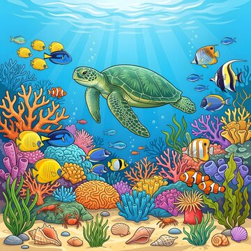 seamless pattern with marine animals