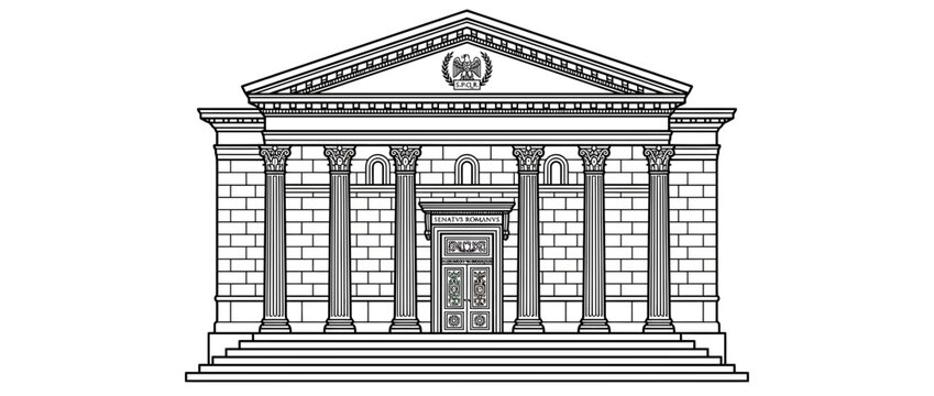 Classical Building Facade with Columns and Pediment