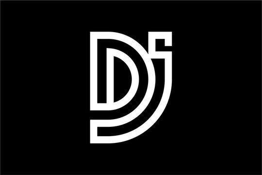DJ Letter Monogram Monoline Logo