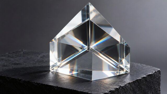 Studio View of Precision Beveled Corner-Cube Retroreflector Splitting Daylight