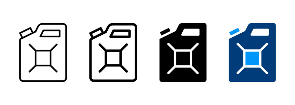 Fuel gallon icon. Symbol of portable container for gasoline, oil or gas. Transparent PNG and vector
