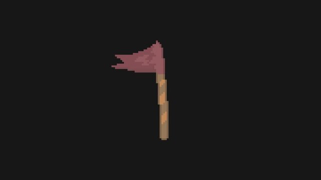 fluttering flag in pixel art style with black screen background