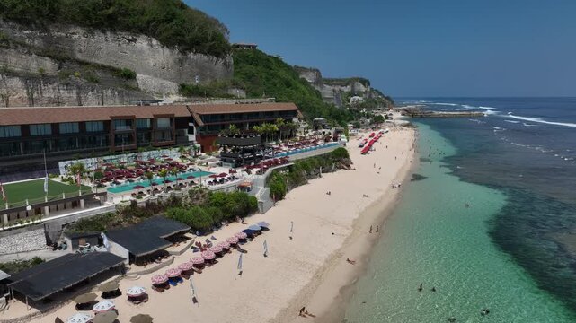 Aerial view of natural landscape of the coastline of Bali island, Indonesia