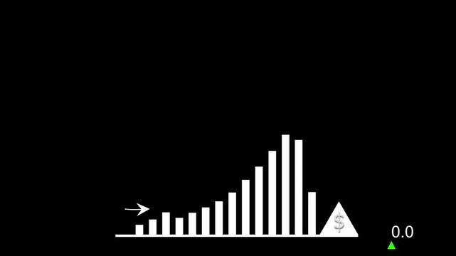 Minimalist arrow bar chart rising then dropping animation, Business bar chart graph bar animated