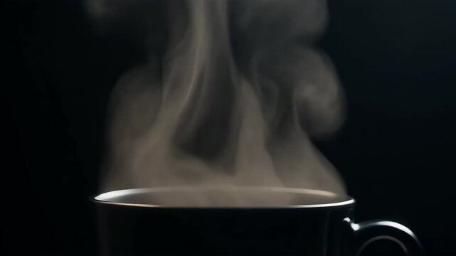 Wispy steam rises from a dark background in a triptych format.