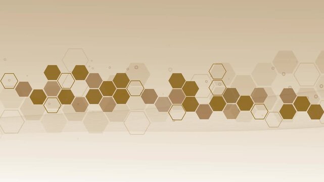 Hexagon tech background animated, Abstract background with horizontal band of dark hexagons and outlined hex shapes animation