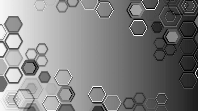 Modern hexagon blue gradient background animation, Abstract gradient background with colorful overlapping hexagon outlines clustered along edges